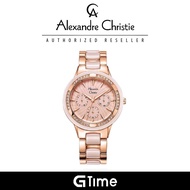 [Official Warranty] Alexandre Christie 2299BFBRGLN Women's Pink Dial Stainless Steel Strap Watch