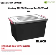SHBX-7997/B BLACK - Century 7997BC Storage Box W/Wheel 50L L58.5*W39*H34.5cm