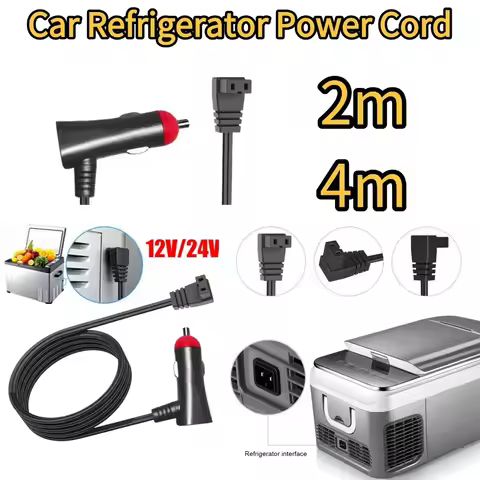 12V 24V Car Fridge Cable Refrigerator Power Cord 2/4m 2 Pin Cigarette Lighter Charging Line Electron