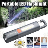 Super Bright LED Torch Light with Hook Camping Light Torch Light Rechargeable Flashlight Waterproof 