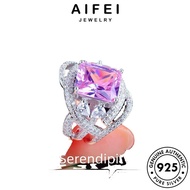 AIFEI JEWELRY Adjustable Perak 純銀戒指 For Personality Ring Crystal Silver Original Korean Women Cincin Perempuan Pink Accessories 925 Diamond Flower Sterling R2368