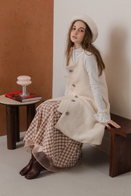 cashmere vest dress jacket 羊絨背心洋裝外套 white 燕麥白