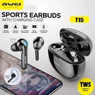 Awei T15 Mini TWS Wireless Bluetooth 5.0 Earbuds High surround stereo Touch Control Gaming Music Headset With Microphone Noise Cancelling Earphones for all bluetooth mobiles