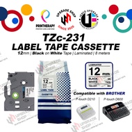 Brother TZ-231| TZe-231| 231| TZc-231| TZe231| TZc231 Comp. Label Tape Cassette Black on White 12mm