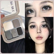 DIKALU 5 Colours Eyeshadow Palette Black White Cement Grey Smoky Matte Shimmer