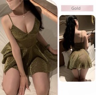 NEW,,,Lingerie Sexy Dress Glitter Gaun Pesta Clubbing Baju Dinas Baju Tidur Wanita Babydoll