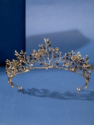 皇冠巴洛克復古蜻蜓花枝珊瑚水晶鑽石頭飾，適用於女士、皇后、淑女、女孩、新娘、公主、生日、婚禮、選美、萬聖節、時尚派對、波西米亞