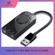 TECHCHIP-Sound Card USB Audio Interface External 3.5mm Microphone Audio Adapter Soundcard for PC Hea