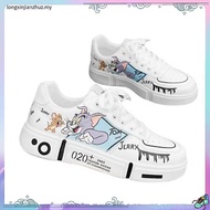 Anime Cat and Mouse Board Shoes Casual Shoes Canvas High-Top Men's Shoes White Elevator Shoes