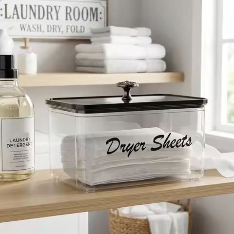 1/2pcs Acrylic Dryer Sheet Holder Storage Box Laundry Dryer Sheet Container Dispenser for Laundry Ro