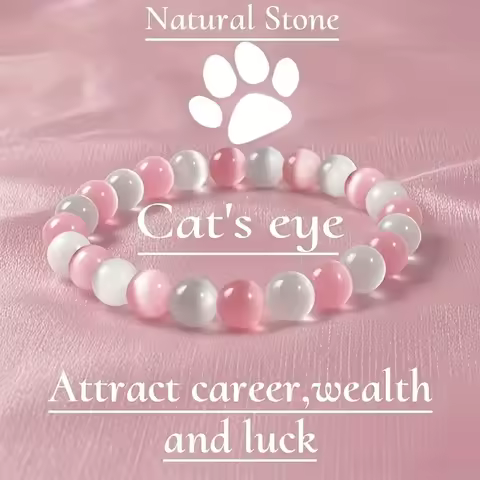 Love Magic Bracelet Y2KCute Cat Eye Handmade Beads Prosperity and Love & Show Love Chakra Jewelry El