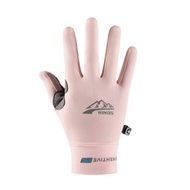 冰絲防曬單車手套 男女通用 透氣防UV 觸控螢幕全指設計- 冰山全灰色 M