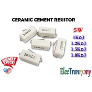 5W 1K Ohm ~ 1.8K Ohm Ceramic Resistor Wirewound Cement Resistance