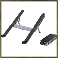 2in1 Foldable Laptop Stand & USB C Hub Adjustable Holder Multi Port USB C Docking Station for 10-17 