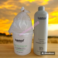 1 SET HAIR BRIGHTENER BLEACH POWDER 500G ,BREMOD PREMIUM SERIES OXIDANT CREAM 1000MLBR-R812+BR-R001