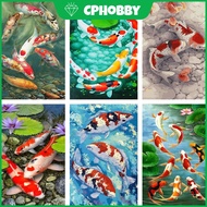[CP] DIY 5D koi diamond painting round koi fish lotus lake rhinestone painting digital oil painting 