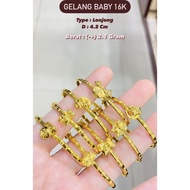 Gelang baby emas asli 70 16k oval cap boneka hello kitty doraemon anak