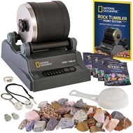 National Geographic Rock Tumbler Kit – Hobby Edition Includes Rough Gemstones, and 4 Polishing Grits