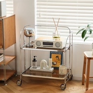 Trolley Sofa Small Coffee Table ins Living Room Shelf Removable Glass Influencer Trolley Medieval Di