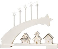 Konstsmide 3284-210 LED Wooden Silhouette, Comet, Star-Shaped Bulbs, 6H Timer, 8 Warm White Diodes, 