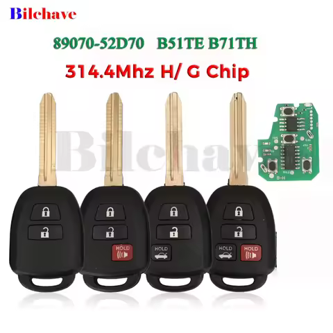 jingyuqin 314.4Mhz H/ G Chip B51TE B71TH TOKAI RIKA 89070-52D70 For Toyota Yaris 2012-2017 Remote Ca