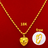 100% Original 916 Korean Gold Original Bangkok Necklace Women's Peach Heart Pendant Buy 1 Get 1 Free Gold Women's Chain and Pendant Korean Style Set Gold 916 Original Malaysia Pendant Indian Jewellery  Adjustable Open Ring Love Ring