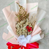RANGKAIAN BUNGA KERING BUKET NATURAL SEDANG UNIK WEDDING WISUDA ULTAH
