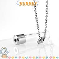 WEY Glass Bottle Necklace, Fillable with Chain Wishing Bottle, Portable Ashes Holder DIY Keepsake Me