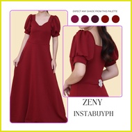✲ ◵ ¤ Zeny Dress Puff Sleeves Dress Formal Dress Ninang Dress Bridesmaids Dress Taytay Tiangge