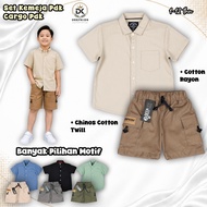 KEMEJA DEEPKIDS Boys' Short Shirt and Short Cargo Pants Set Ages 1 2 3 4 5 6 7 8 9 10 11 12 Years | 