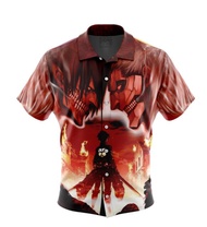 Burning Attack on Titan Button Up HAWAIIan CASUAL Shirt, Size XS-6XL, Style Code152