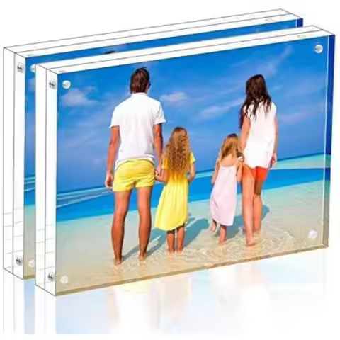 Acrylic Magnetic Photo Frame 5x7 Double Sided Tabletop Display for Photos Certificates Artwork