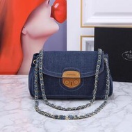 【配禮盒】Prada/普拉達新款中古流浪包 vintage帆布鏈條包 腋下包 單肩牛仔女包