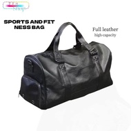 With String Cross Body Shoulder Travel Gym Bag Lelaki KulitMens Leather Gym Bag