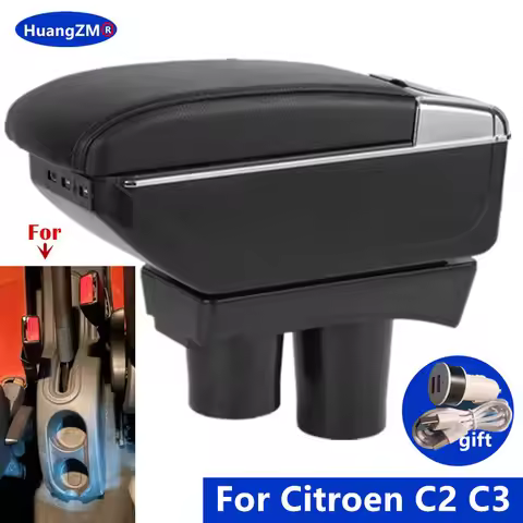 For Citroen C2 C3 Armrest Box For Citroen C3 C2 Car Armrest Storage Box Cup Holder Interior Dedicate
