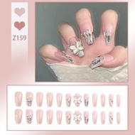 【DD529】เล็บปลอม ขายดีที่สุดในไทย เล็บปลอม ประดับเพชร ลายดอกไม้ และผีเสื้อ(24 ชิ้นต่อกล่อง)