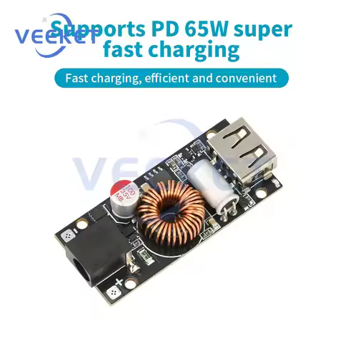 DC 7V-35V PD65W QC4.0 PD 3.0 Fast Charge Step-Down Power Module for Mobile Phone Type-C USB DC5521 I