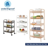 (Ready Stock) FlexC Movable Rack (3 Tier / 4 Tier / 5 Tier) Rak Barang Convenient Rak Dapur Bathroom Kitchen Living Hall