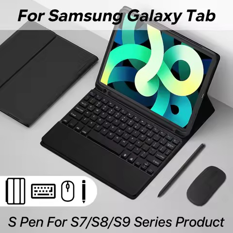 Cover for Samsung Galaxy Tab S6 Lite S7 S8 S9 with S Pen Magic Keyboard and Mouse for Samsung Galaxy