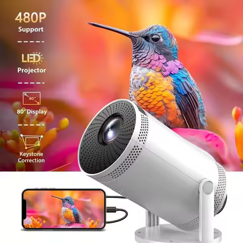 FY300 Mini Projector, Supports 480P, 100 ANSI,Adjustable 180° Projection Angle,TV Stick, Notebook Co