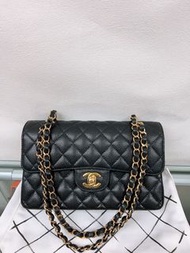 Sold (尖沙咀門市💖) Chanel cf 23 / classic flap small black gold 黑金牛
