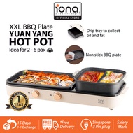 2 In 1 Yuan Yang Steamboat and BBQ Grill Plate | 2.5L Hotpot Hot Pot Detachable Pan - GL3613