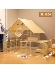 กรงแมว 2 ชั้น สีเหลือง, กรงสัตว์เลี้ยงภายในบ้านพร้อมพื้นที่ว่าง, กรงแมวสำหรับที่บ้าน