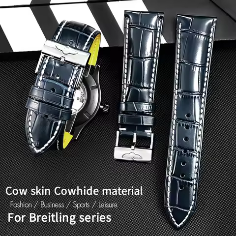 High‑quality genuine cowhide watch strap Fit for Breitling Navitimer Chronomat B01 Legend Aviation S