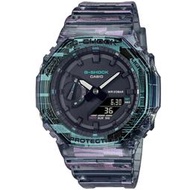 【柒號本舖】CASIO 卡西歐G-SHOCK數位透明風鬧鈴雙顯電子錶 / GA-2100NN-1A (台灣公司貨)