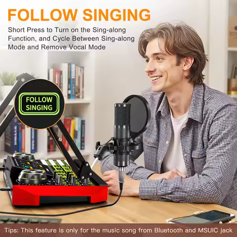 Tenlamp Podcast Equipment with 3.5mm Condenser Mic, Sound Board Card for PC/Phone Recording KOL Sing