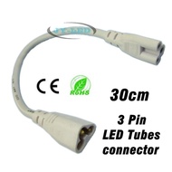 Fluorescent Lamp Connector Cable Corner Line, Male Female Plug tri-core 3 Pin 30cm For T5 T8 LED Tub