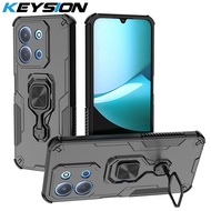KEYSION Shockproof Armor Case for Redmi 15C 171mm Silicone+PC Upright Metal Live Ring Stand Phone Co