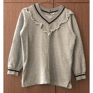 Bbibbi diary sweater v neck ruffle academia gray pl preloved thrif