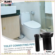 ALMA 2pcs Toilet Parts, Wall-mounted PP Toilet Connecting Pipe, Bathroom Flush Pipe Band Screw Black Toilet Waste Pipe